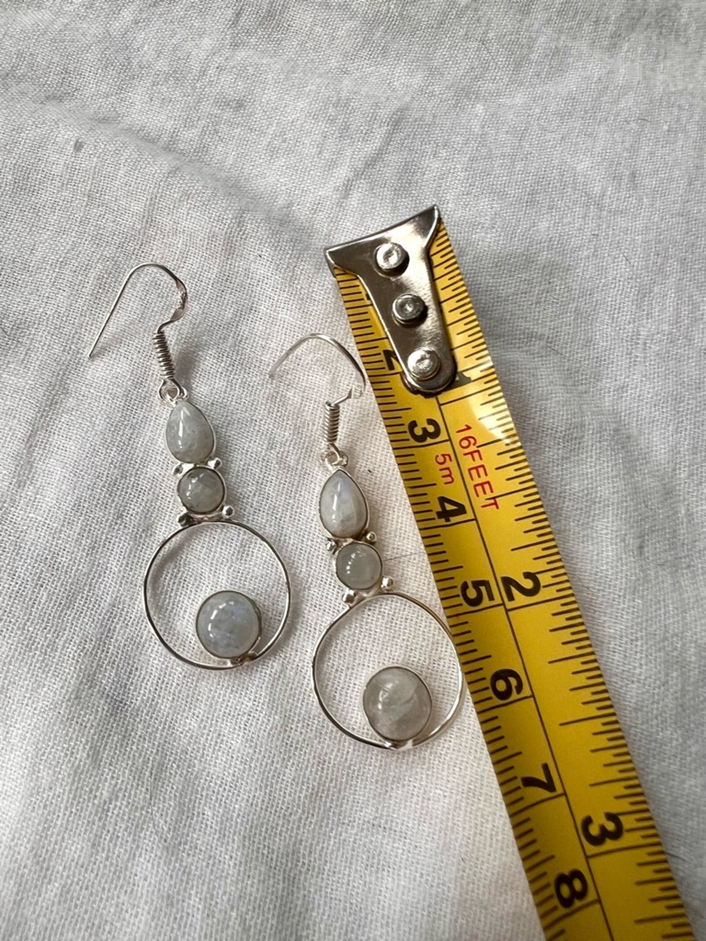 925 Modern Elegant Moonstone Orbit Earrings - Picture 4 of 7